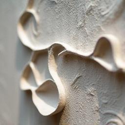 Detail einer keramischen Wandinstallation